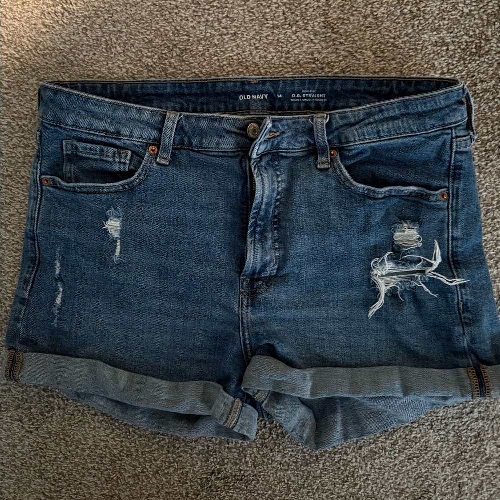 Old Navy Blue Jean Shorts Distressed Cut-Off Style